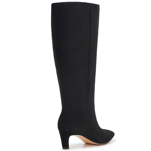 Plus Size Wide Calf Knee High Boots for Women – Pointed Toe Stiletto with Kitten Heel, Low Heel Dress Boots4