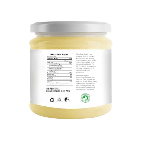 Image of Natureland Organics Premium Cow Ghee 400 Ml - 100% Organic Indian Desi Cow Ghee (Pack of 2)