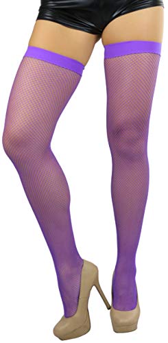 Image of ToBeInStyle Women's Fine Classic Fishnet Thigh High Stretch Nylon Novelty Stockings