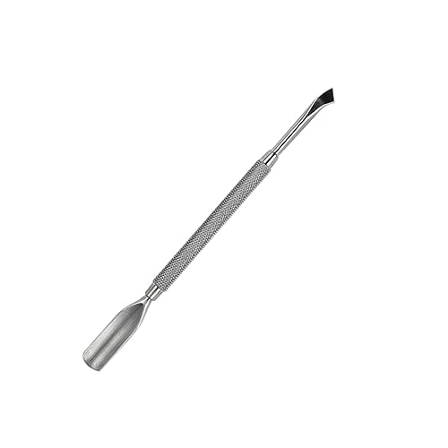 PLAFOPE Ergonomic Nail Cuticle Pusher Silver Exfoliating Scrub Stick Nail Cleaning Tool Dead Skin
