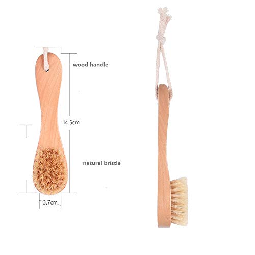 Kewlyseu BH007 Natural Bristles Wooden Face Cleaning Brush Wood Handle Facial Cleanser Nose Scubber Exfoliating Facial Skin Care Pack Of 2 thumb #2