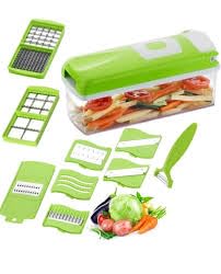13-in-1 Vegetable Chopper and Slicer, Green, with Large and Small Dice Blades, Fine Grater, Crinkle Slicer, Peeler, 2L BPA-Free Container-image-23