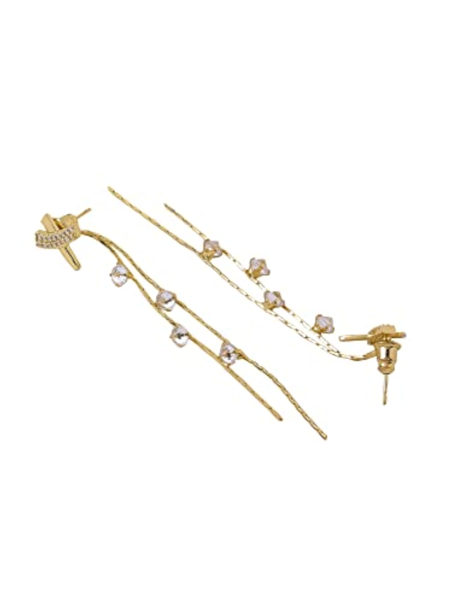 Crystal Dangler Earrings for Women, Long Drop Toned Danglers