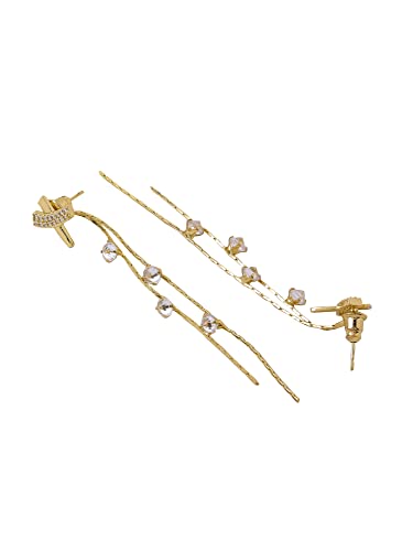 Crystal Dangler Earrings for Women, Long Drop Toned Danglers