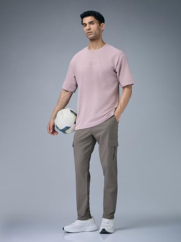 Image of TECHNOSPORT Men Printed Oversized Round Neck T-Shirt with COTFLEX, Dry Fit Sports Tee, Oversized Activewear T-Shirt for Gym, Running, Sports & Casual Wear