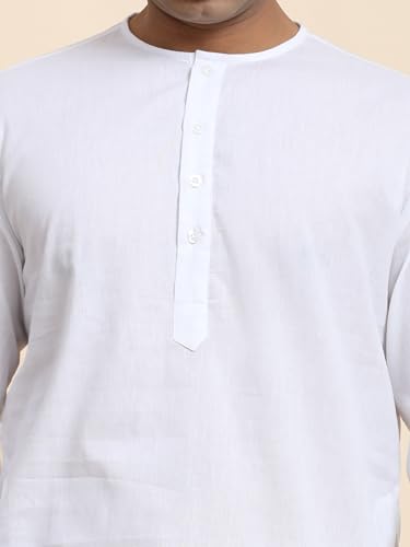 Image of Men's Pure Cotton Solid Kurta Pajama Set Round Neck Casual Yoga Dress