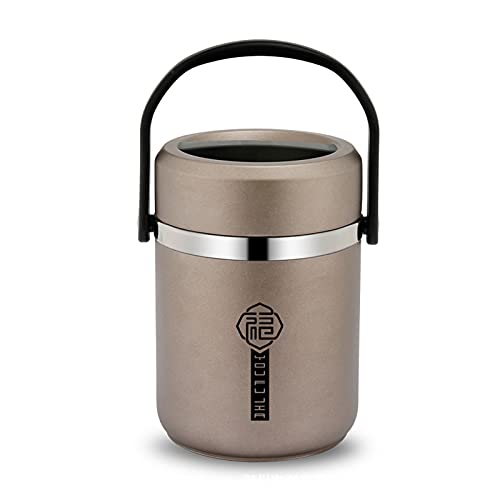 Nikou Tarro de acero inoxidable aislado al vacío, recipiente de gran capacidad de 1.8 L con 2 bandejas de alimentos, olla portátil para aislamiento prolongado, ideal para comidas sobre la marcha