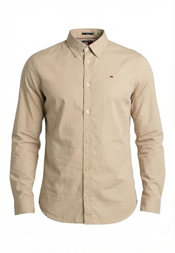 Tommy Jeans Tjm Original Stretch Shirt Dm0dm04405, Camicia a Maniche Lunghe Uomo, Beige (Gulf Sand), XXL