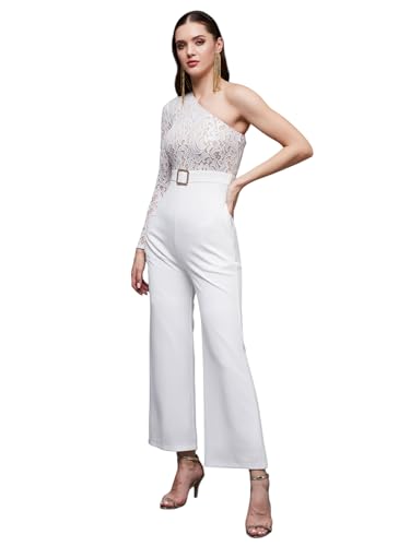 Image of Miss Chase Women's Halter Neck Sleeveless Solid Wide Leg Sequin Paneled Regular Length Jumpsuit