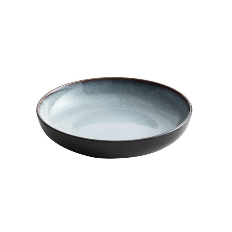 Plato de Cena Plato Hondo de cerámica de Estilo japonés for Sopa, Plato de Comida Occidental, Plato for Verduras, vajilla for el hogar Plato de Merienda de Frutas(A,S)