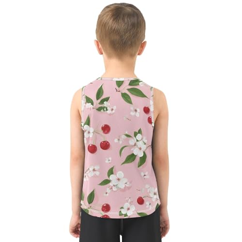 susiyo Cherry Fruits Flowers Boys Sleeveless Tank Top Girls Athletic T Shirt3