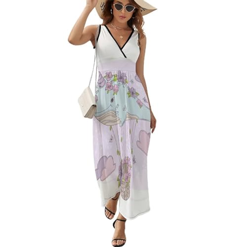 Robe longue d'été col V pour rester au frais avec style à la plage