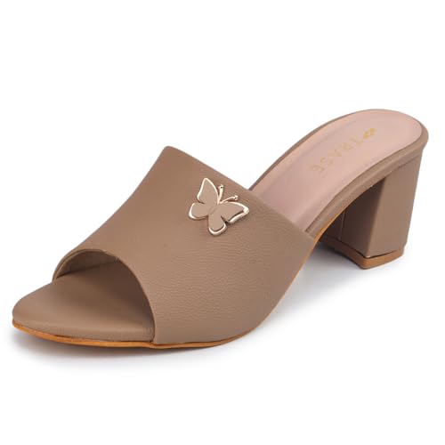 Image of TRASE Women's Slip-On Block Heels Sandals| Fashionable Sandals for Women & Girls | Light weight, Soft Footbed, Comfortable & Stylish - (47068)