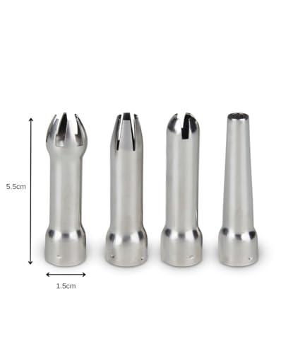 RuneSol 4 x Stainless Steel Whipped Cream Dispenser Tips