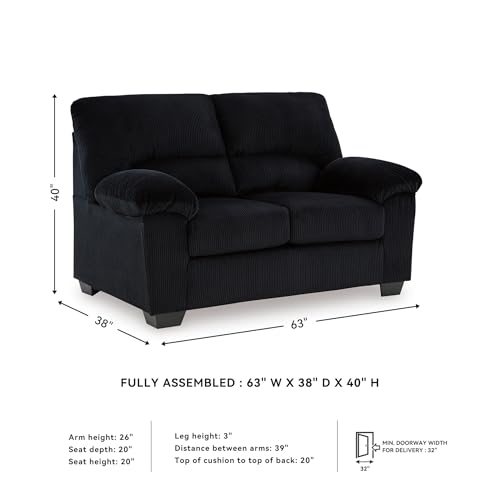 Image of Signature Design by Ashley Loveseat Sofa, No Assembly 63 in Onyx Couch