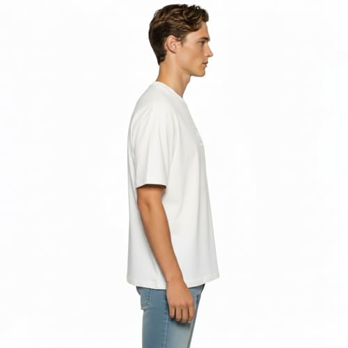 Image of Van Heusen Men's Premium Cotton Oversized Drop Shoulder Brand Logo T-Shirt