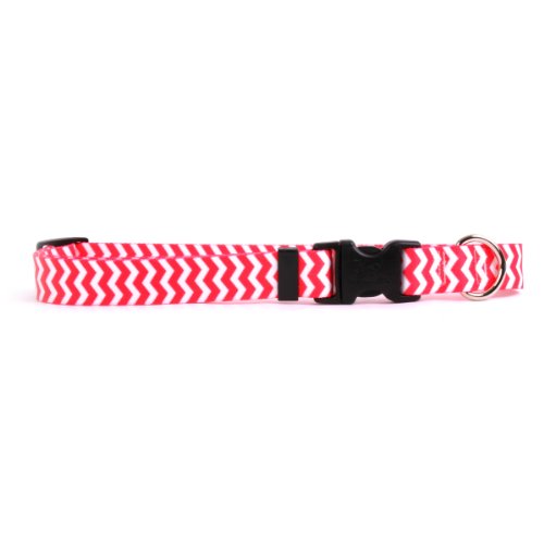 Image of Yellow Dog Design Chevron-Strawberry Dog Collar Fits Neck 14 to 20 inch, Medium 1 inch Wide