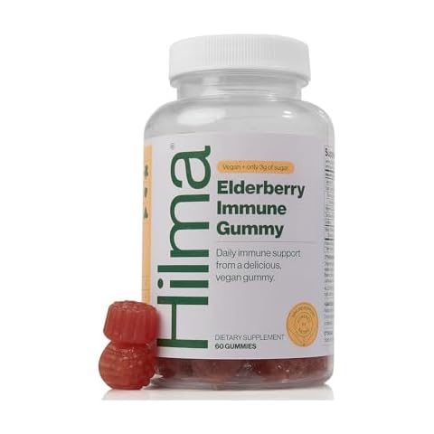 Hilma Elderberry Gummies Formulated with Vitamin C & Zinc - Natural, Vegan + Clinically Proven Ingredients - Immune Support Supplement + Antioxidants - Natural Berry Flavor (60 Gummies) Cover