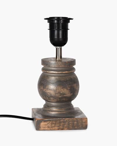 Image of Homesake Small Table Lamp for Bedroom Living Room Simple Retro Grey Distress Wood Grain Farmhouse Bedside Lamps Suitable for Nightstand, Desk Light, Gift, Trophy, (Grey Cone Shade)