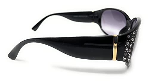 My Shades - Women's Sunglasses Designer Inspired Fashion Rhinestone Style Embellishments Wrap Around (Black, Gradient Smoke)4