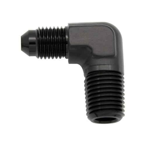 Codo de aluminio negro de 90 grados con conexiones AN4 y 1/4 NPT macho 4