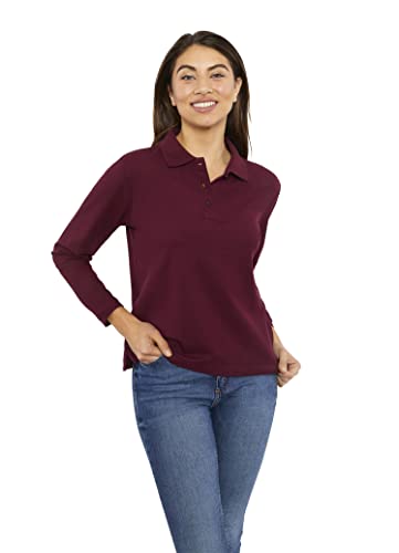 Polo a maniche lunghe da donna, cotone piquet 200 g,