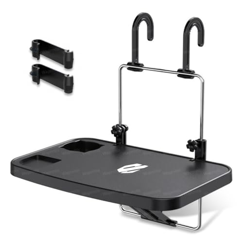 アルファード カー用多機能トレイ/折りたたみテーブル 調整可能 ハンドル/シート背もたれ 両用フック取付 アルファード 20系 30系 40系 ABS 車 ハンドル テーブル 仕事 食事 掃除が簡単 耐久性 耐水性(ブラック)