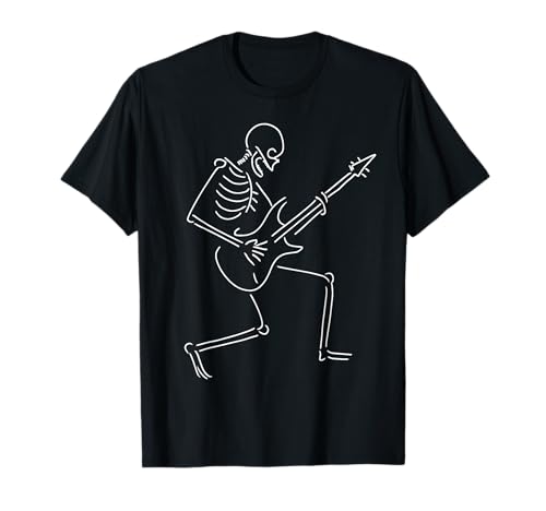 Skeleton Playing Electric Guitar Rock Music Lover Musician T-Shirt