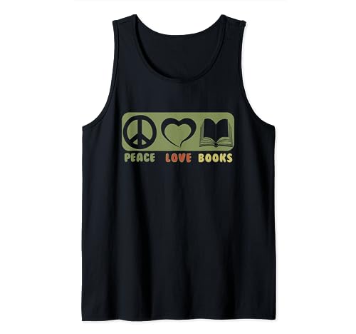 Peace Love Books - Libro divertido Nerd Bookworm regalos de lectura Camiseta sin Mangas