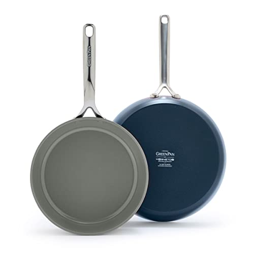 Comparison: Best Heavy Gauge Hard Anodized Nonstick Cookware 9 GreenPan GP5 Hard Anodized Healthy Ceramic Nonstick 9.5” & 11” 2 Piece Frying Pan Skillet Set,Heavy Gauge Scratch Resistant,Stay-Flat Surface, Induction, Mirror Finish Handle,Oven Safe,PFAS-Free, Blue