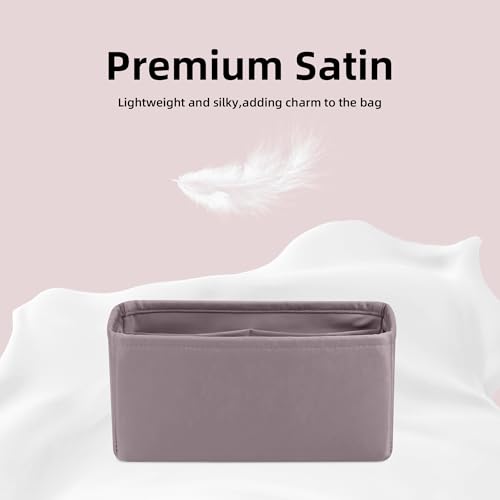 Image of DGAZ Silk Purse Organizer Insert For Chanel Kelly bags,Silky Smooth Bag Organizer,Luxury Handbag & Tote Shaper(Konjac Purple,Large
