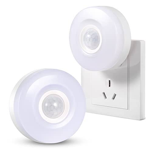 CREWEEL Night Lights Plug Into Wall, 200LM Bright Plug in Night Light, Motion Sensor Nightlights Plugin Wall Decorative for Home (Cool White 2Pack)