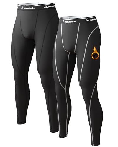 Lot de 1, 2, 4 pantalons thermiques pour homme Long Johns doublés polaire leggings de compression athlétiques sous-vêtements de base, Taille L
