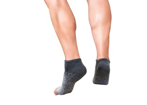Tucketts Toeless Non-slip Grip Socks - Men's Cotton Socks for Yoga, Barre, Pilates, Dance, Ballet - Blue, Size 9 - 12