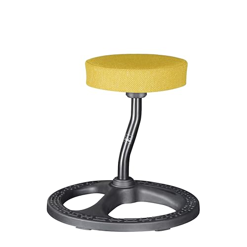 Image of Fitness Seat, ADHD Chair Stool, Stability, Balance, Yoga, Ergonomic Health Stool with Non-Slip Base and Washable Seat Cover - Black (Yellow Gold, 19″)