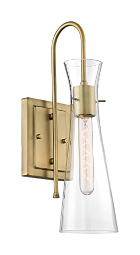 Image of NUVO 60 /6857 Bahari 1-Light Fixture Wall Sconce, Vintage Brass