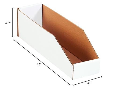 Image of Box USA BBINMT415 Open Top Bin Boxes, 4 inch x 15 inch x 4 1 /2 inch, Oyster White (Pack of 50)