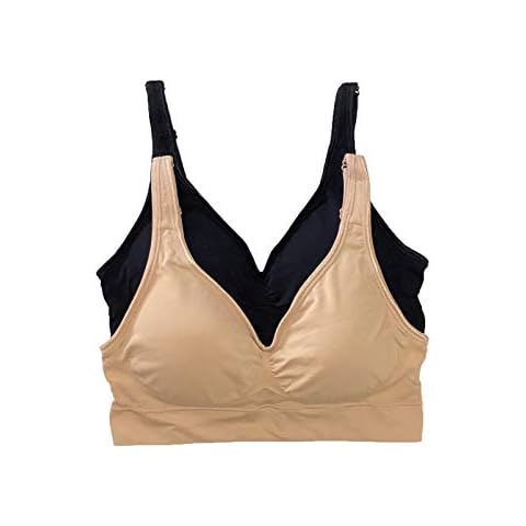 Gloria Vanderbilt | Seamless Bralette 2-Pack (Black Warm Neutral, Large) Cover