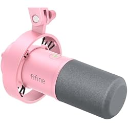 FIFINE XLR/USB Dynamic Microphone, Studio XLR Vocal Podcast Microphone for Recording, USB Streaming Mic with Mute Button, Gain Knob, Headphones Monitoring for Voice-Over, Video-Amplitank K688 Pink