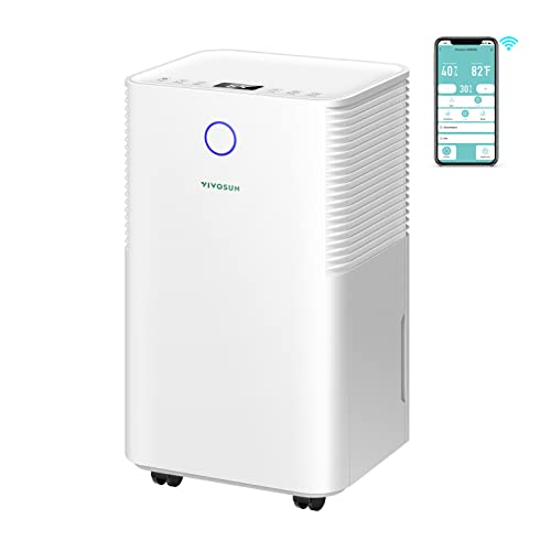 VIVOSUN 10L/D 2,000 Sq. Ft. Dehumidifier, Ultra-Quiet Auto Defrost Dehumidifier Equipped with 2L Water Tank, Smart WiFi App, Color Digital Display, 24-hour Timer for Home, Basement, Bedroom