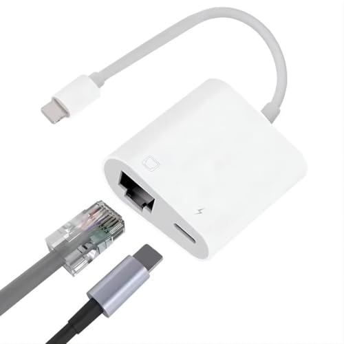 Image of FORIDA Lightning to Ethernet Adapter with Charging Port, 2-in-1 RJ45 LAN Network Adapter for iPhone, iPad & iPod, 100Mbps Wired Ethernet, Plug & Play, iOS Compatible