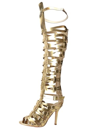 Image of Hanfike Knee High Sandals for Women Gladiator Cut Out Summer Roman Boots
