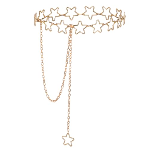 Star Waist Chain Gold Stars Belt Y2k Belt Metal Belly Chains Adjustable Star Chain Belts for Women Dresses Skirts Jeans