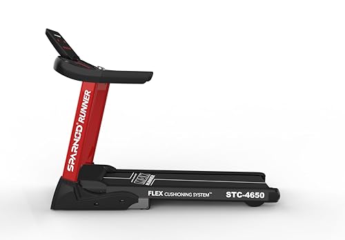 Image of Sparnod Fitness STC-4650 Treadmill, 3 HP Peak AC Motor, 140kg Max User Weight, 20-Level Incline, 1.0-20km /h Speed, Foldable Design with Bluetooth Speakers, LED Display & Spacious Running Surface