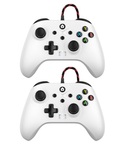 Image of Dinosoo 2 Pack 10ft Wired Controller for Xbox One Series X|S & Windows 10 /11, PC Steam Games Controller, Built-in Dual Vibration Turbo Macro