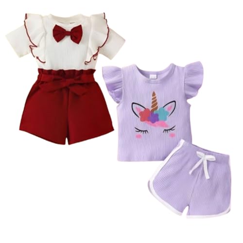 Image of 4YOU DRESSES Beautiful Cotton Blend Fabric Top and Shorts For Girls(Pack Of 2)