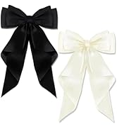 2 PCS Big Bow Hair Bows Long Tail Silky Satin Hair Bow for Women Girls Solid Color French Barrett...