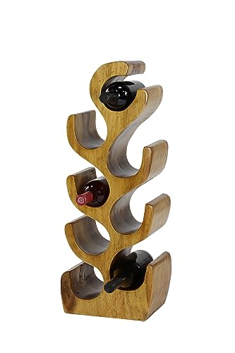 Deco 79 Teak Wood Tree Shape 8 Bottle Wine Rack, 11' x 7' x 28', Brown