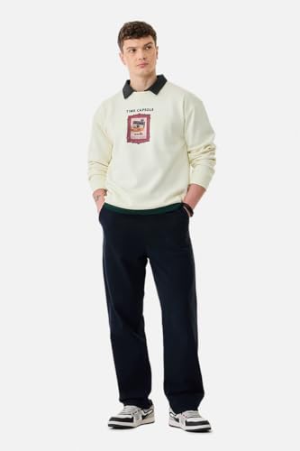 Image of SNITCH Men Casual Jeans | Relaxed Fit Straight Leg Washed Pattern & Drawstring Closure | 100% Cotton Denim Fabric for All Day Comfort & Everyday Wear