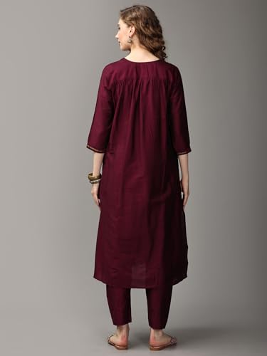 Image of The Mom Store Maternity Nursing and Feeding Kurta Set | Nursing Zippers | Pre and Post Pregnancy | Raw Silk | Kurta Pant Set | Solid |